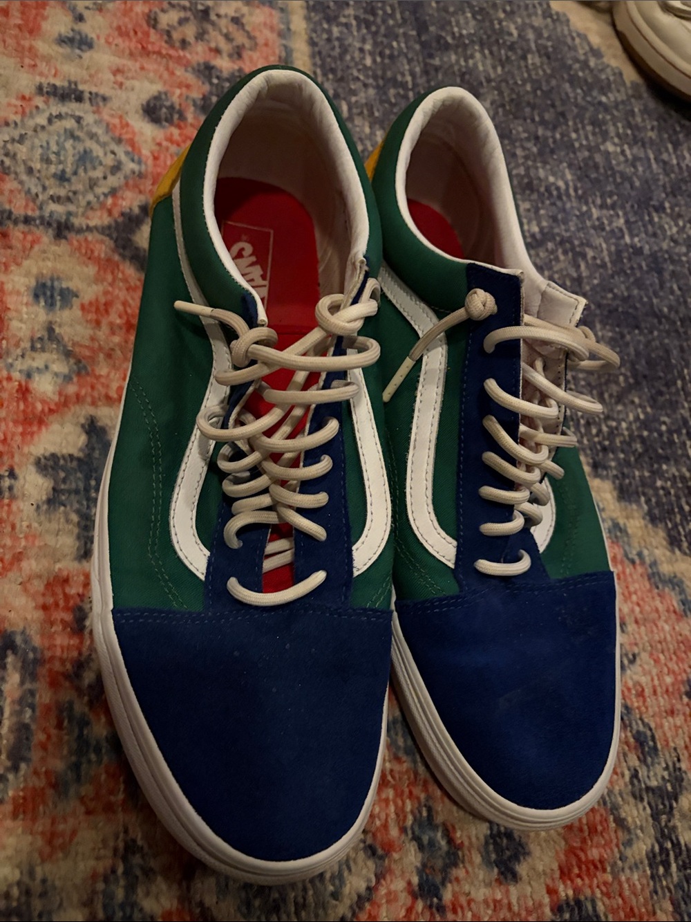 Vans Low-Top Sneakers in Green, Blue & White